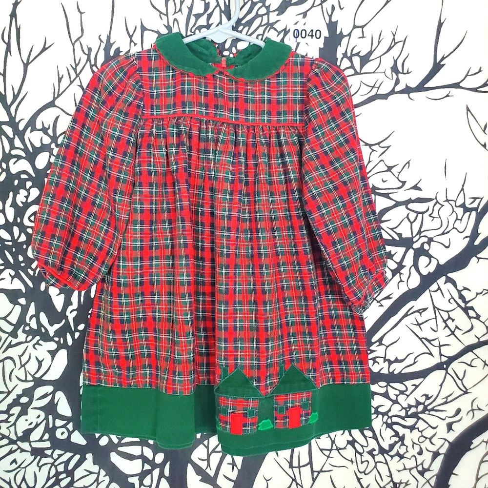 4/$25 VINTAGE Holiday Dress Christmas Plaid 2T